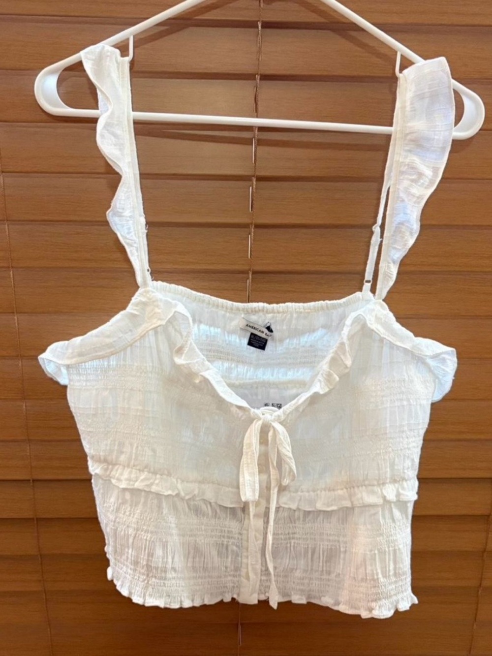 American Eagle Off White Ruffle Tie-Front Summer Tank Top XL NWT